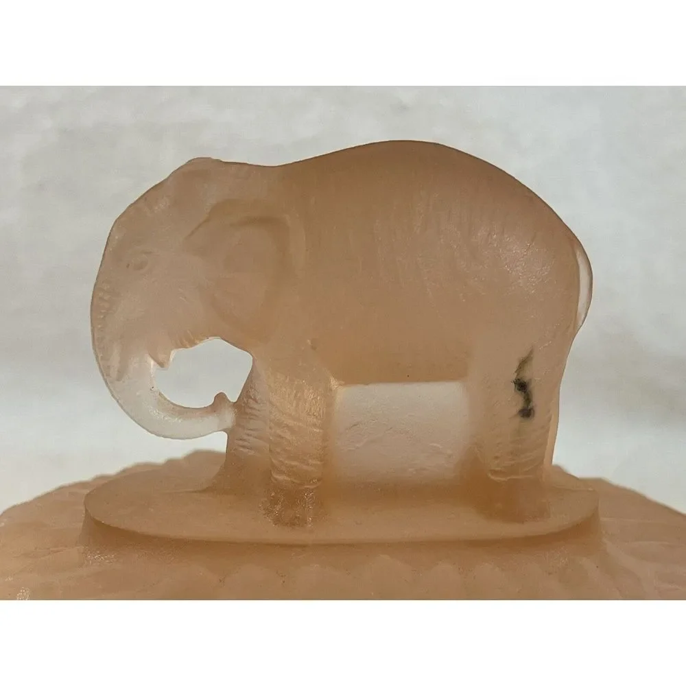 Vintage‎ L.E. Smith Glass Pink Elephant Trinket Box or Powder Jar c.1935